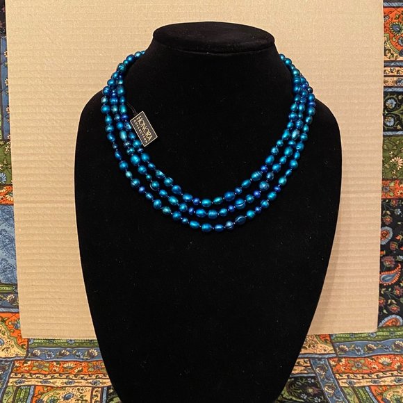 36" Honora Deep Blue Pearl Necklace, NWT - Picture 2 of 10